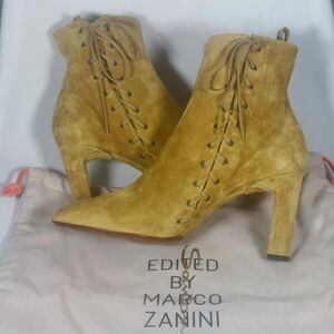 Santoni Edited by Marco Zanini chartreuse suede ankle boots, IT41, NWT